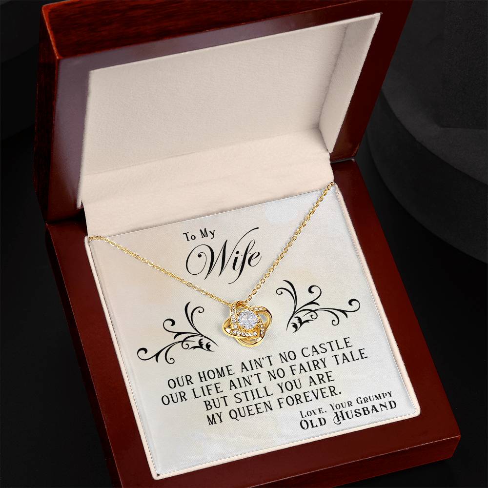 To My Wife, You Are My Queen Forever - Love Knot Necklace - Glittering Heights