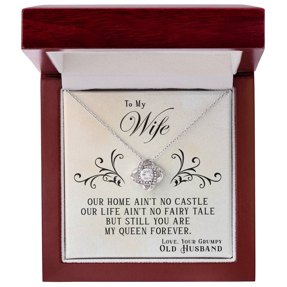 To My Wife, You Are My Queen Forever - Love Knot Necklace - Glittering Heights