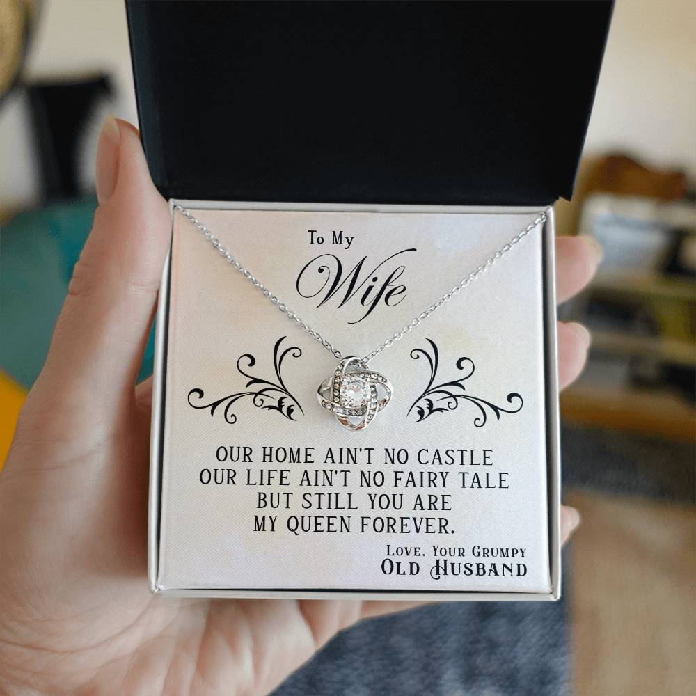 To My Wife, You Are My Queen Forever - Love Knot Necklace - Glittering Heights