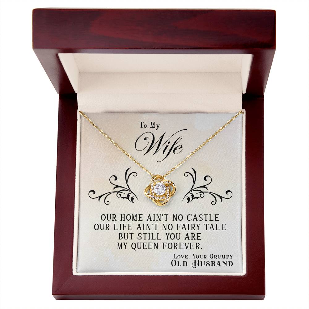 To My Wife, You Are My Queen Forever - Love Knot Necklace - Glittering Heights