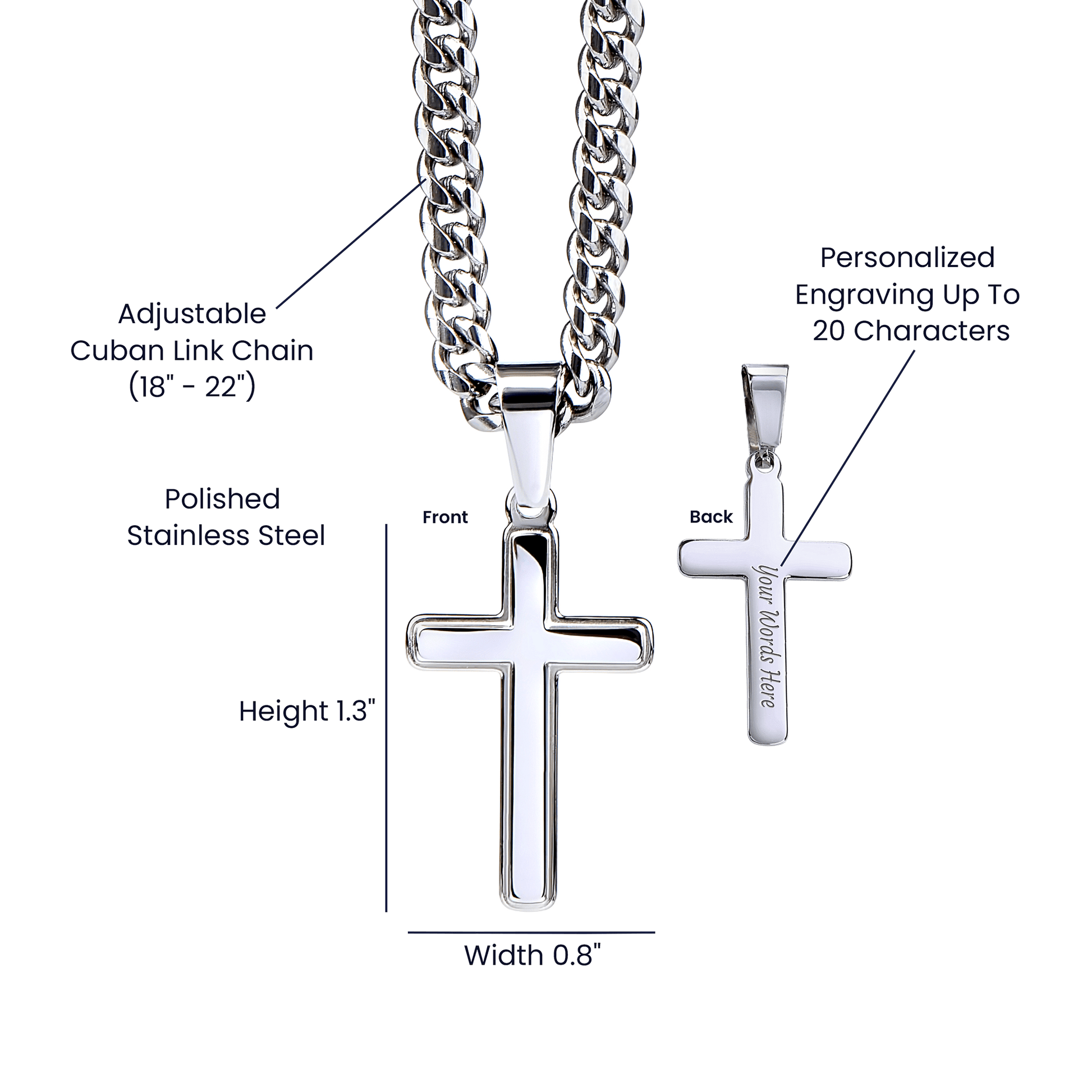 Trust The Lord With All Your Heart - Cuban Chain with Artisan Cross Necklace - Glittering Heights