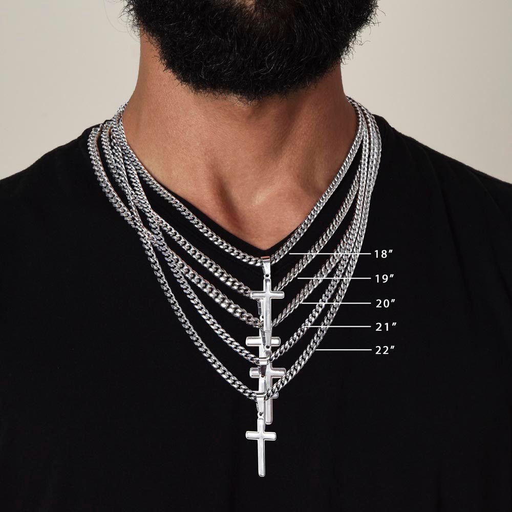 Trust The Lord With All Your Heart - Cuban Chain with Artisan Cross Necklace - Glittering Heights